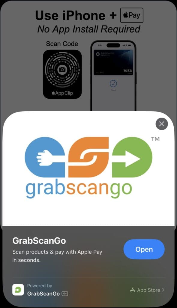 GrabScanGo App Clip on iPhone